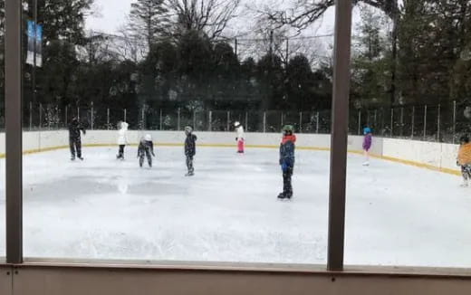 a group of people on an ice rink