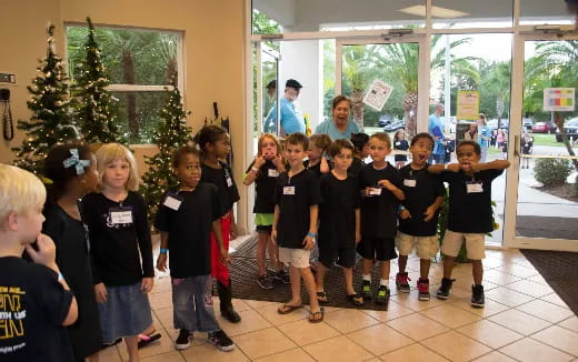 a group of children in a room