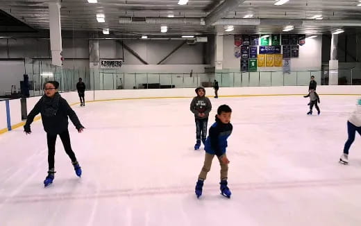 a group of people on ice
