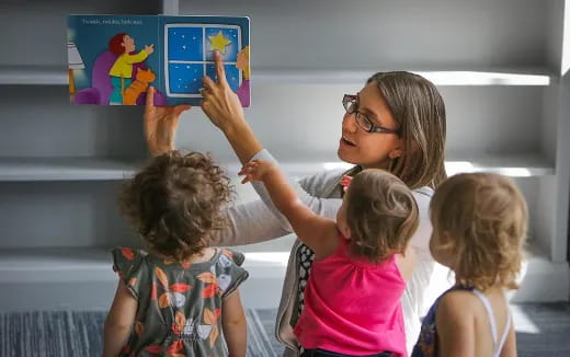a person and several children