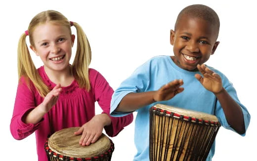 a boy and girl holding a basket