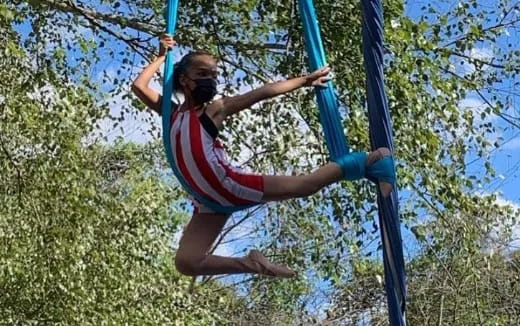 a person on a swing