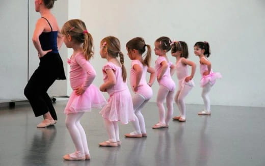 a group of girls in a line