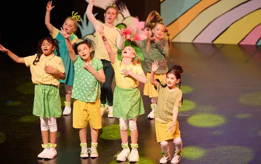 a group of children in a line