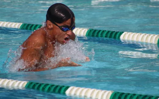 a person in a pool