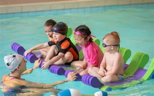 a group of people in a pool