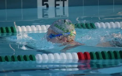 a person in a pool