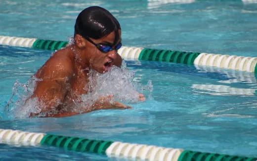a person in a pool