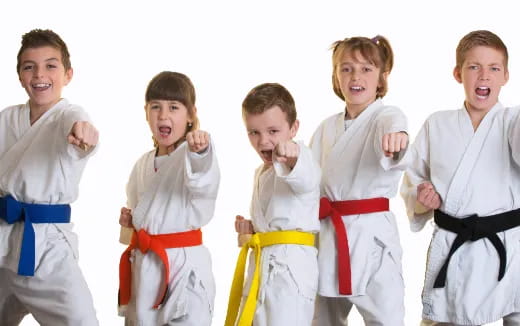 a group of people wearing karate uniforms