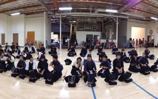 a group of people sitting in a room
