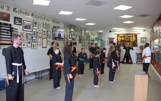 a group of people in a room