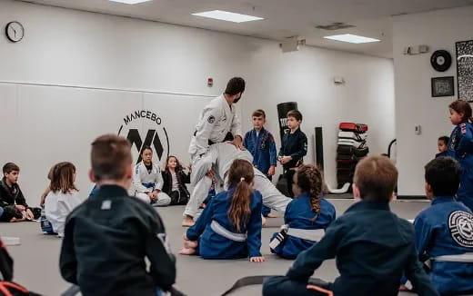 a group of people in a classroom