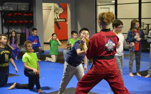 a group of children in a gym