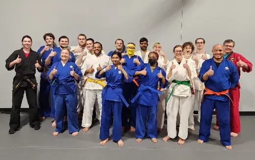 a group of people posing for a photo
