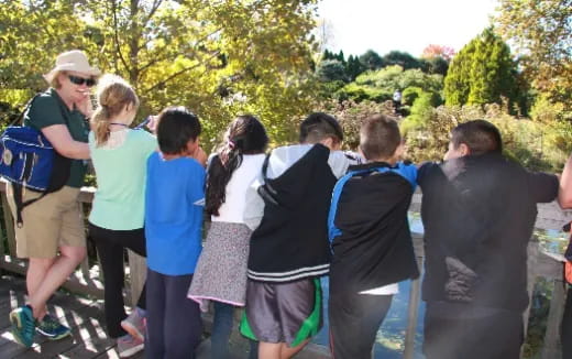 a group of people standing outside