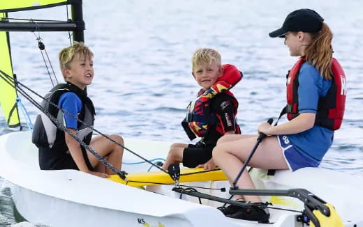 a group of people in a boat