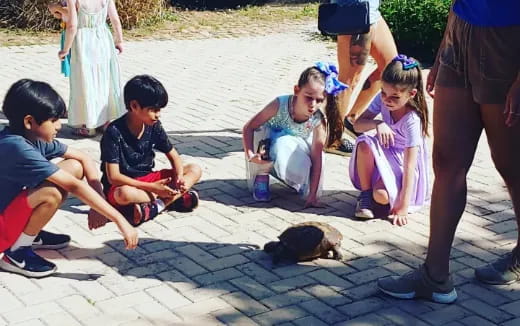 a group of children sitting on the ground