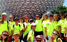 a group of people wearing matching t-shirts
