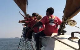 a group of people on a boat