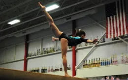a person doing a handstand on a bar