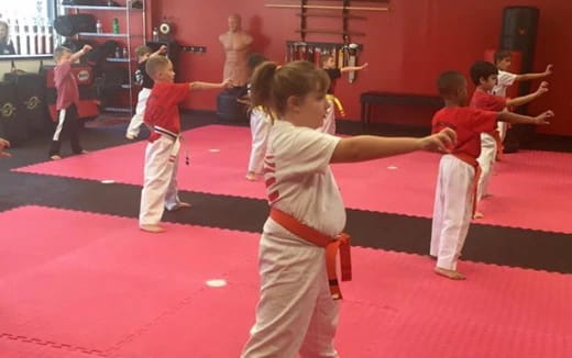 children in a karate class