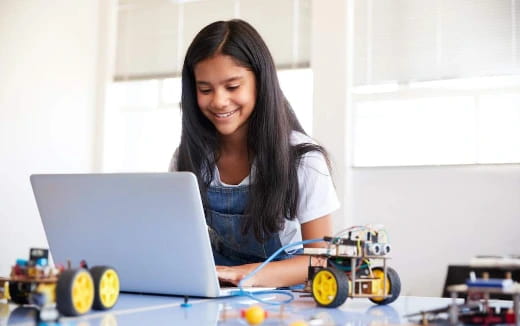 a woman working on a laptop