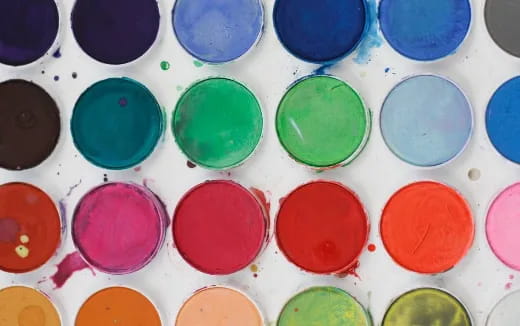 a group of colorful round objects