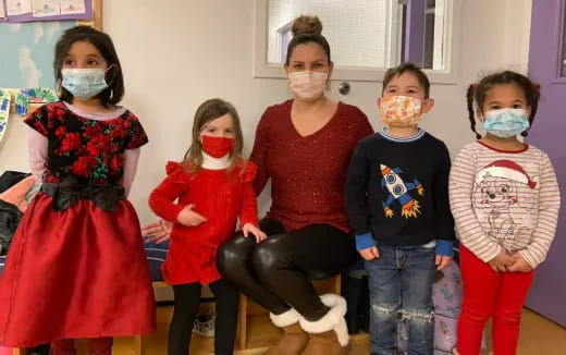 a group of children wearing face masks