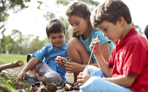 a group of children planting seeds