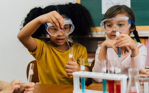 a group of people wearing safety goggles
