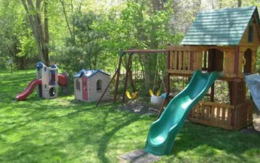 a play set in a yard