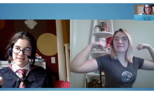 a couple of women holding cups