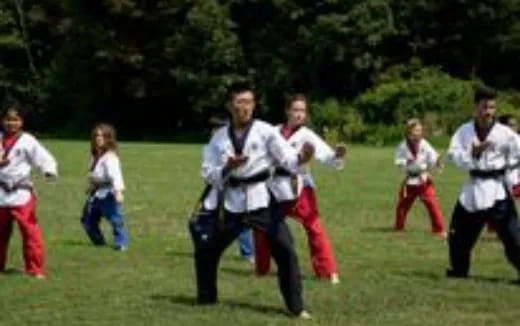 a group of people in a field
