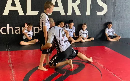 a group of boys in a gym