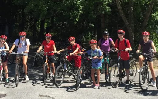 a group of people on bicycles