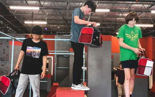 a group of people with luggage