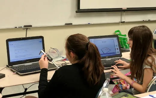 a few women working on laptops
