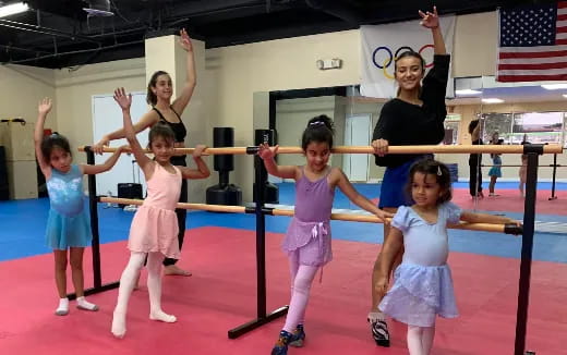 a group of girls in a gym
