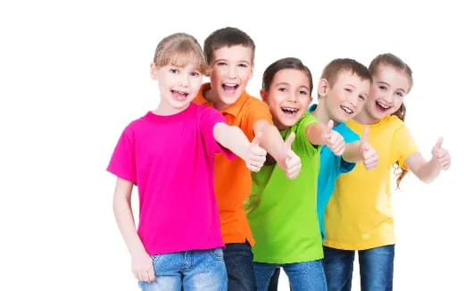 a group of kids posing for a photo