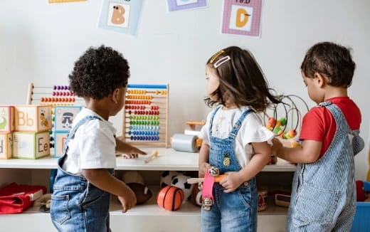 a group of children in a classroom