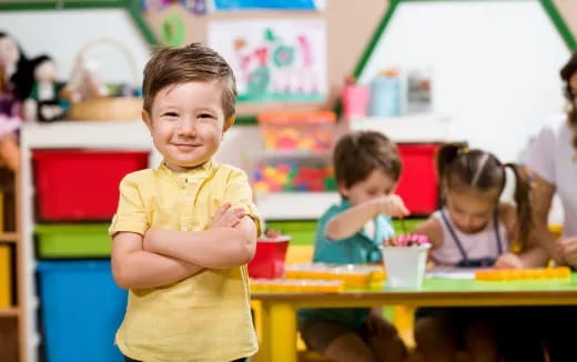 a group of children in a classroom
