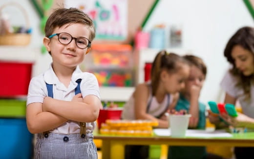 a group of children in a classroom