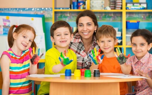 a person and several children