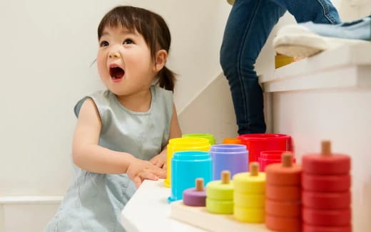 a baby with a surprised expression