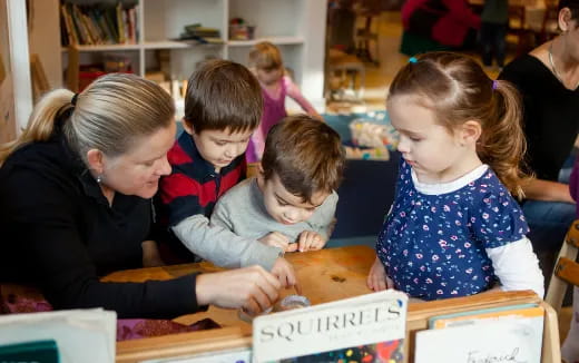 a group of children in a classroom