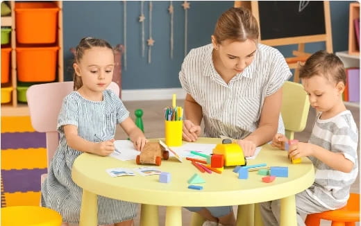 a group of children playing with toys