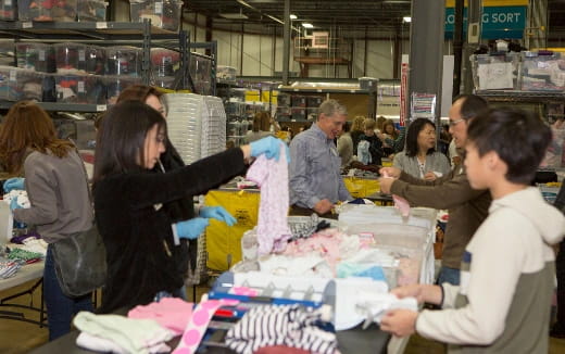 a group of people at a store