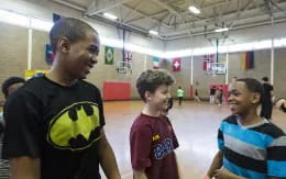 a person and a couple of kids