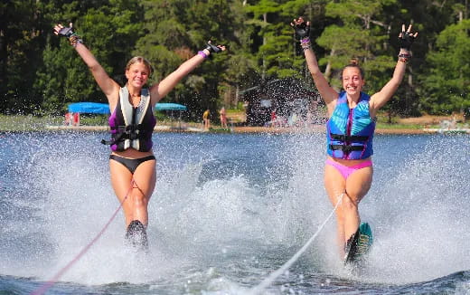 women water skiing in the water