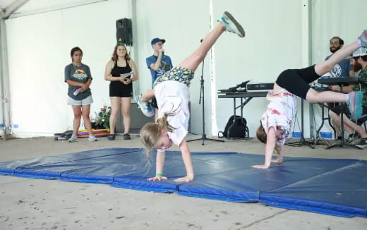 a group of people doing yoga